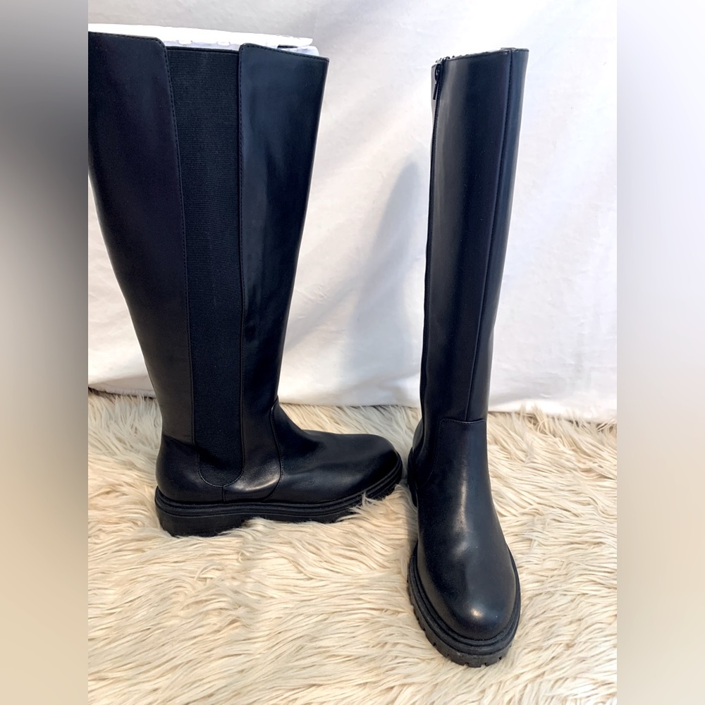 INC Black Leather Riding Boots